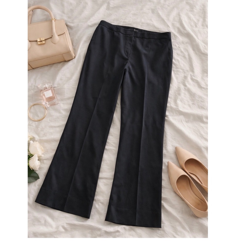 Lafayette 148 Black Tailored Pants Size 14 Straight Leg Career Workwear Stretch